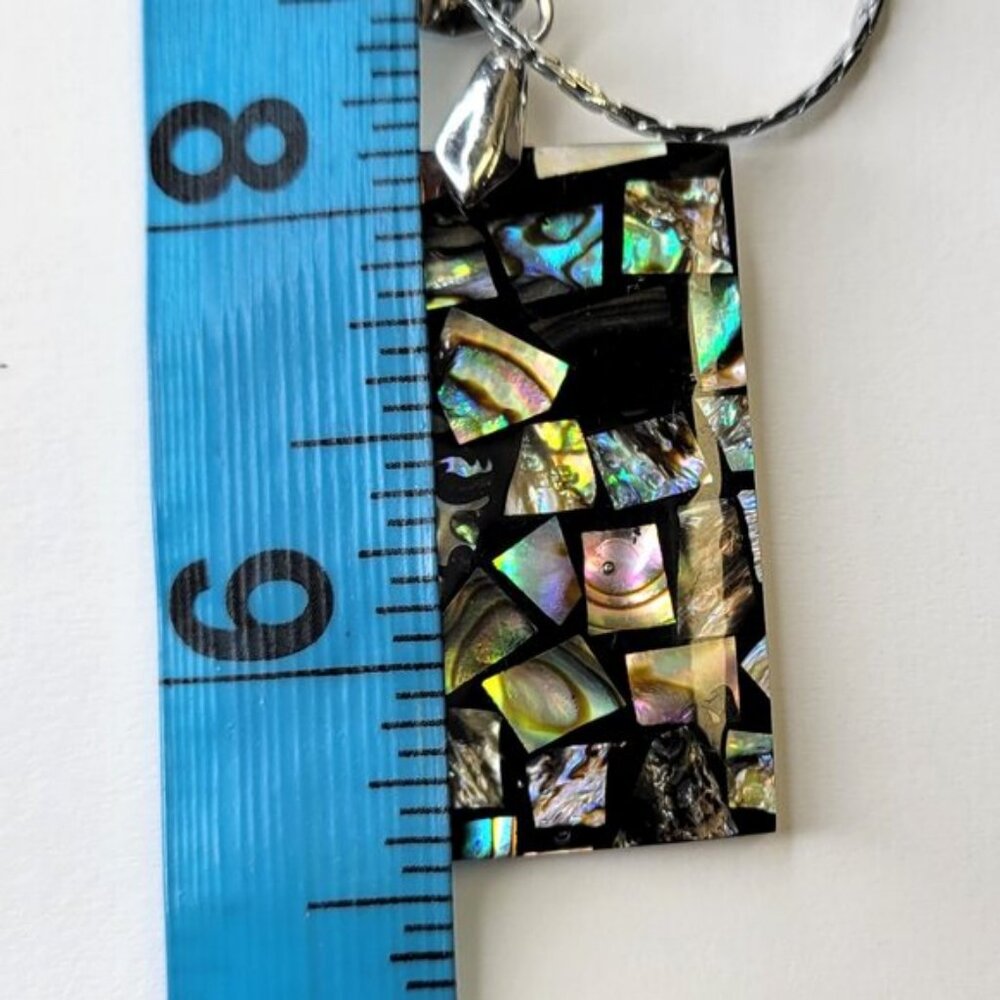 Womens Abalone Pendant Shell Inlay Rectangular Pe… - image 7